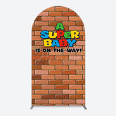 Aperturee - Aperturee Super Bricks Wall Cartoon Baby Shower Arch Backdrop